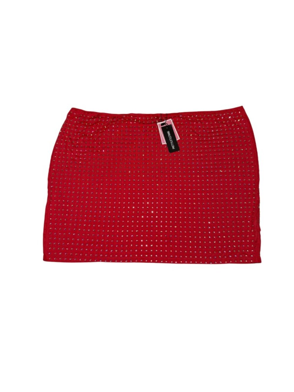 NWT PLT Plus Red Diamante Rhinestone Hot Fix Low Rise Mini Skirt Size 20